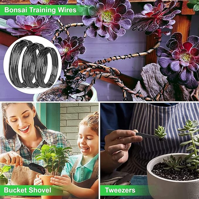 Bonsai Tools Kit- 24 PCS Bonsai Tree Kit Tools for Beginners, Bonsai Tool Set Bonsai Starter Trimming Care Kit Include Pruning Shears, Scissors, PU Leather Bag, Bonsai Pruning Kit for Women & Men