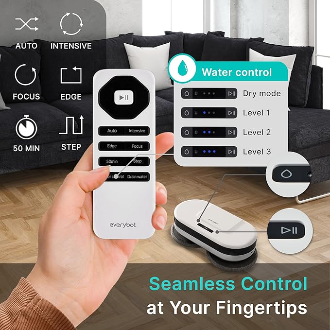 EVERYBOT New Edge2 Robot Mop - Upgraded in 2024 | World’s First Spin MOP Cleaning | Wheel-Less Solution | Powerful Floor MOP Cleaner | Fast Moving Speed & Low Noise Design & Simple Operation