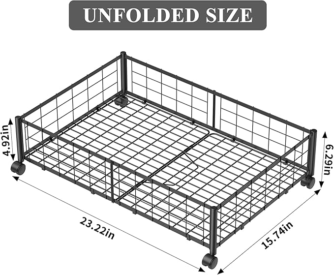 Under Bed Storage with Wheels, 360° Rotating, No-Assembly Underbed Storage Containers, 1 PACK
