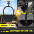 Jardineer Edger Lawn Tool Long Handle, Upgraded Manual Grass Edger with Double V-Shaped Serrated Edge Blade and Wide Footplate, Edgers for Landscaping Yard Maintenance