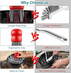 Mini Dish Brush for Cleaning Chicken Shredder, Palm Brush Dish Scrubber with Ergonomic Grip, Kitchen Brush for Washing Dishes, Pans, Pots, Sink (4, Red)