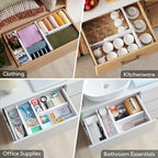 Lifewit 20 Pack 4" High Drawer Dividers 28-43.5cm/11-17" Adjustable Drawer Organizer for Clothes/Utensils, Expandable Drawer Separator in Dresser/Kitchen/Bedroom/Office Organization & Storage White