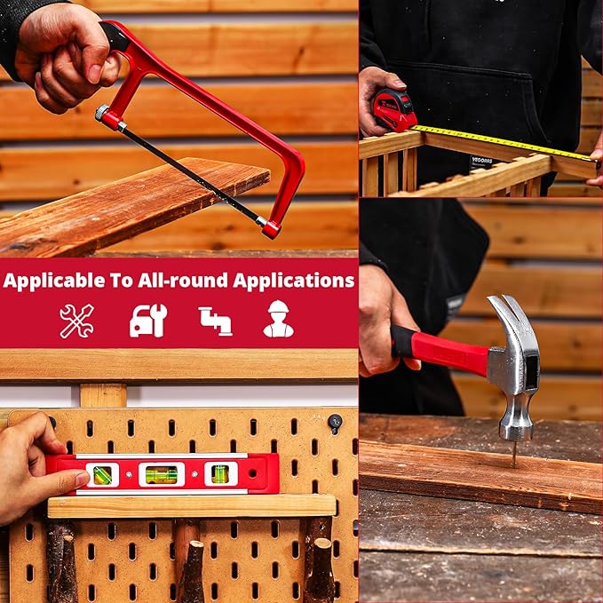 DEKOPRO Tool Set:228 Piece Home Tool Kit, Household Basic Repair Tool Set Comes with Plastic Storage Case, Socket Wrench Set for Car-Red