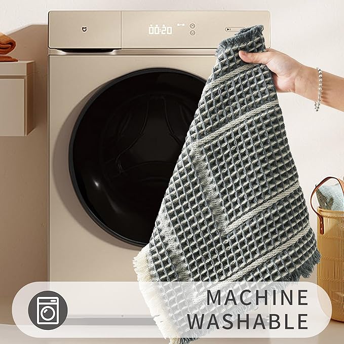 Bath Matts - Upgraded Waffle Super Absorbent, Non Slip Washable, Quick Dry Shower Mats, Ultra Soft for Bathroom Floor, Bluish Grey & Yellow, 24"*36