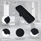 Silicone Bathroom Soap Dishes with Drain Spout-Bathroom and Kitchen Sink Organizer,Sponge Holder,Dish Soap Tray,Perfect for Dispenser,Scrubber,Bottle,Cup on Sink or Counter-Black 12"×4"