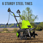STEELITE 18 Inch Width Electric Tiller Cultivator, 8.7-Inch Depth Electric Rototiller with 24 Durable Steel Tines, 13.5 Amp Corded Cultivator for Gardening, 2-Adjustable Wheels for Garden Lawn Yard