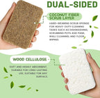 12 Count Plant-Based Kitchen Sponges, Compostable Cellulose Sponge, Biodegradable Sponges for Dishes, Non-Scratch Cleaning Sponges for Kitchen, Bathroom, Household Cleaning