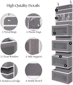 Over Door Organizer with 4 Large Capacity Pockets, Hanging Organizer Storage for Closet Bathroom Nursery Bedroom Dorm, Toys Cosmetics Sundries and Baby Essentials, Gray