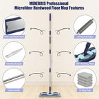 Microfiber Mops for Hardwood Floor Cleaning: MEXERRIS Flat Floor Mop with 4 Washable Pads 59" Adjustable Handle - Dust Dry Mop for Kitchen BathroomTile Laminate Wood Vinyl - Home Commercial Mops