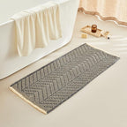 Bath Rugs Boho Bath Mat,Upgraded Waffle Bath mat,Super Absorbent Non Slip Bath Rugs,Machine Washable Rugs for Shower Room, Rubber Backing Bath Mats, Ultra Soft,Bluish Grey & Yellow,19"*48"