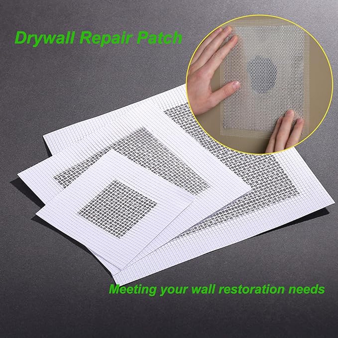 10 Pcs 2/4/6 Inch Wall Patch Repair,Drywall Patch Self-Adhesive Mesh Drywall Patch and Fiberglass Repair Kit,Aluminum Heavy Duty Dry Wall Mesh Hole Repair Patch for Drywall Plasterboard