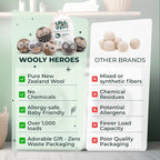 No More Dryer Sheets! Reusable Wool Dryer Balls XL 6-Pack - Reduces Static, Cuts Dry Time, & Softens Naturally