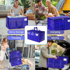 FabSpace Moving Storage Bags, Moving Supplies Packing Boxes for Moving, Camping, College Dorm Room Essentials for Girls, Blue Tote Bags, Heavy-Duty Storage Bins With Lids And Zippers, 93L 4 Pack