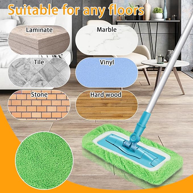 Reusable Dry Sweeping Cloths Microfiber Wet Mop Pads Compatible with Swiffer Sweeper Mop Replacement Sweeping Mopping pad Refills for Hardwood Surface Floor Cleaning (10PCS)