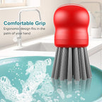 Mini Dish Brush for Cleaning Chicken Shredder, Palm Brush Dish Scrubber with Ergonomic Grip, Kitchen Brush for Washing Dishes, Pans, Pots, Sink (2, Red)