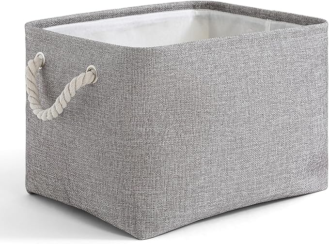 Storage Bins for Shelves - 11.8x7.9x5.2 inch Grey Small Storage Baskets for Organizing, Fabric Storage Cubes Closet Organizer for Home Nursery Gift Decorative (Gray)