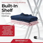 Bartnelli Extra Wide Pro Ironing Board 19x48 Ironing Surface with Iron Rest, Cord Holder, Shelf and 4 Layer Heat Resistant Cover and Pad