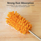 Microfiber Duster for Cleaning, Tukuos Hand Washable Dusters with 2pcs Replaceable Microfiber Head, Extendable Pole, Detachable Cleaning Supplies for Office, Car, Window, Furniture, Ceiling Fan