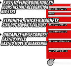 Toolbox Organization Magnetic Labels-80 Large Tool Chest Organizer Labels-Strong Magnets-Fits All Brands of Steel Tool Box Drawers(Black 3.125x1.0 in)