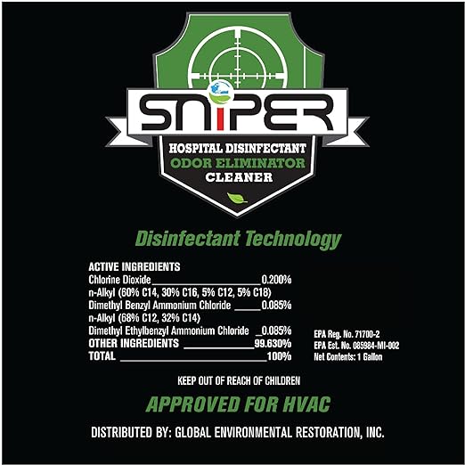 SNiPER Hospital Disinfectant, Odor Eliminator & All-Purpose Cleaner, 16 Ounce Spray, 6-Pack