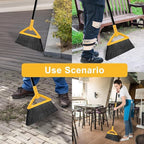 Heavy Duty Angle Broom - Yellow Broom for Outdoor & Indoor, Garage, Driveway, Sidewalk, Kitchen & More, Long Handle