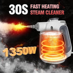 Spurgehom 1350W Handheld Steam Cleaner with 15-Pc Accessories(including mop) & 550ML Tank – 3Bar Dirty-Free Steamer for Floors, Cars, Upholstery, and Multi-Surface Home Cleaning