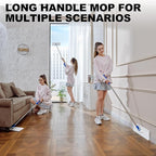 Mop and Bucket Set, Mops for Floor Cleaning with Long Handle, Squeeze Flat Mop and Bucket System, Dry & Wet Dust Mops for Household Floor Cleaning with 3 Microfiber Mops, Slate Blue