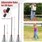 Garden Rake for Leaves: 70 Inch Adjustable Long Handle 18 Metal Tines with 8-17" Expandable Head Heavy Duty Metal Rake for Lawns Leaves Yard Grass Camping Debris