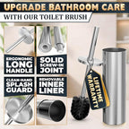 Stylish Stainless Steel Toilet Brush and Holder Set - Silver Toilet Bowl Brush and Holder with Splash Cover, Sturdy Bristles, Corrosion & Scratch Resistant - Elegant Design, Effective Deep Cleaning