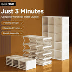 ANTBOX Portable Wardrobe Closet Storage Organizer for Clothes,Transparent Door Panels,Suitable for Living Room, Bedroom,Plastic Wardrobe with Magnetic Door and Easy Assembly (3 Hanging Rod)