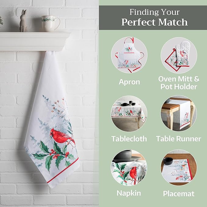 Maison d' Hermine Kitchen Towels Set of 3 100% Cotton 27.50" x 20" Reusable Cloth Tea Dish Towels Absorbent with Hanging Loop for Kitchen, Home, Dining, Cocktail Parties (Morzine)