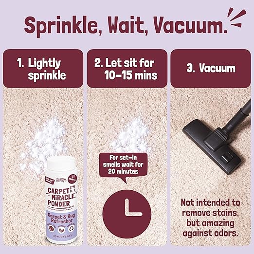 Sunny & Honey Carpet Freshener Powder - 20 Oz Pack, Wildberry Scent - Carpet Deodorizer Powder & Odor Eliminator for Upholstery, Furniture & Rugs, Kid & Pet Safe