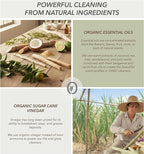 Non-Toxic Kitchen Cleaner 3 Pack (Stone, Steel, Glass) - 100% Natural Organic Ingredients that Truly Perform - Light Coconut, Tea Tree & Wood Scent