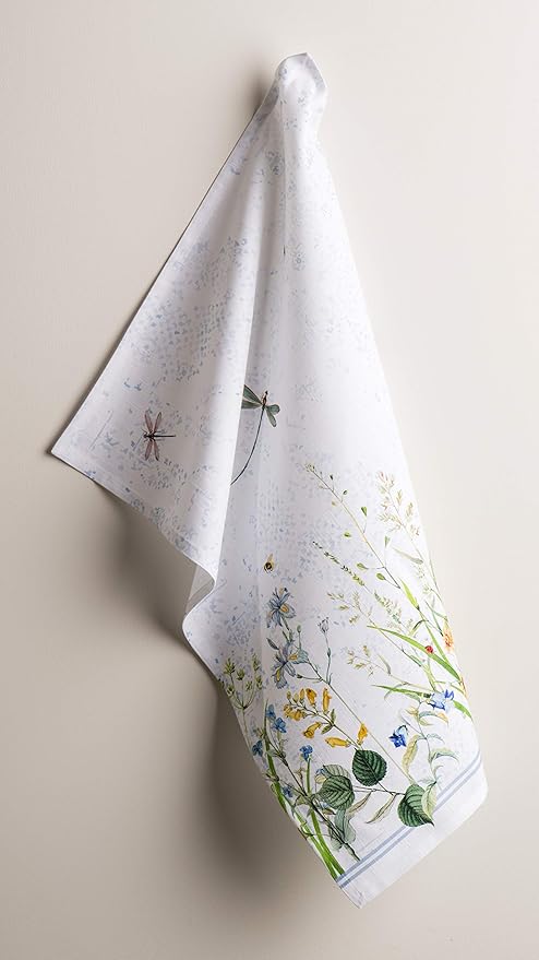 Maison d' Hermine Kitchen Towels Set of 3 100% Cotton 27.50" x 20" Reusable Cloth Tea Dish Towels Absorbent with Hanging Loop for Kitchen, Home, Dining, Cocktail Parties Spring/Summer (Fleurs De Mai)