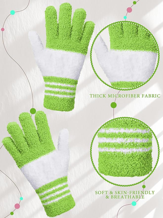 Patelai 3 Pairs Microfiber Plant Dusting Gloves Leaf Cleaning Gloves for Indoor Plants, Blinds, Furniture, House (Reddish Violet,Blue,Purple,Small)