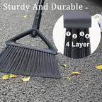 2PCS Heavy Duty Angle Broom, Long Pole Brooms for Indoor, Outdoor Sweeping, Kitchen to Courtyard, Black