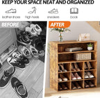 Garden 4 you Shoe Rack Organizer, 5-Tier Wood Cubby Shoe Rack with 2 Storage Shelf and 9 Cubbies, Shoe Organizer Cabinet for Entryway, Hallway, Closet and Garage,Brown