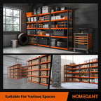 HOMEDANT House 5-Tier Orange-Black 48.1" W x 16.5" D x 71.3" H Laminated Metal Shelving Unit Adjustable Storage Utility Rack Heavy Duty Shelves Organization Shelf Kitchen Garage Pantry Closet 1Pack