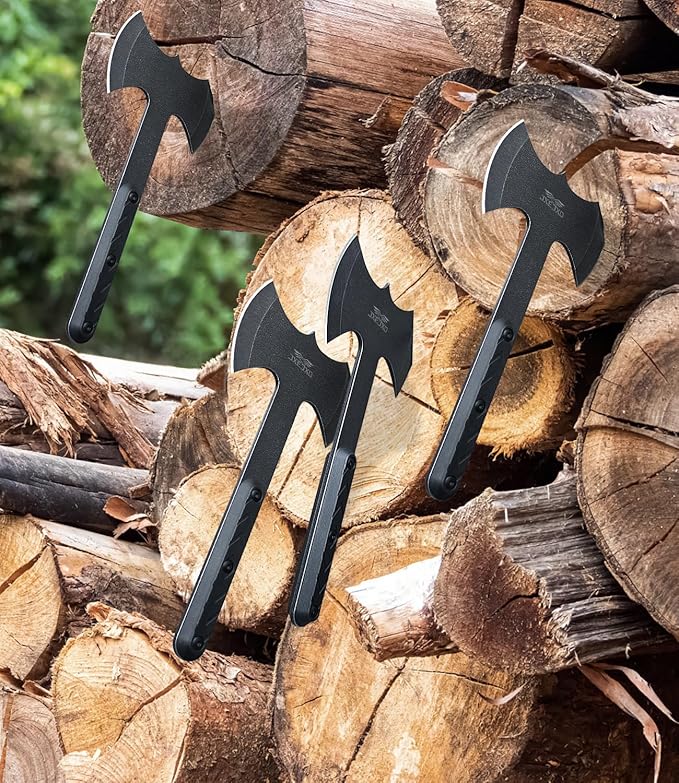 JXE JXO Throwing Axes and Tomahawks Set, Double Bite Hawks, Design for Throwing Recreation and Fun