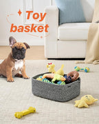 Small Woven Basket, 13.5 x 9.5 x 5 Inches, Storage Basket for Organizing, Cute Small Rope Shelf Closet Cube Storage Bins Baskets for Shelves, Dog Toy Gift Baskets Empty, 3 Pack Mixed Black