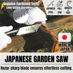 KAKURI Japanese Pruning Saw with Sheath 8.2" for Tree Trimming - Hand Tree Saw for Gardening, Camping, Bushcraft - Non Slip Cork Handle - Made in Japan