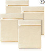 4Pcs Cotton Mesh Laundry Bags for Delicates,Breathable Mesh Garment Bag for Washing Machine,Travel Wash Bags with Zipper for Bras,Underwear,Socks,Baby Clothes,Laundry Dorm Room Essentials(M)