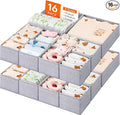 Lifewit Nursery Drawer Organizer for Clothes 16 Pack, Certified Child-safe Dresser Drawer Divider Storage Bins, Foldable Clothing Storage Basket for Baby Clothes/Underwear/Sock/Diaper in Closet