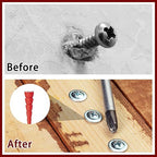 15 Pcs Wood Anchor Stripped Screw Hole Repair Kits-Door Hinge Hole Repair Kits Fit Screws Sizes #2 to #18-Adjustable Wall Anchors for Wood Door Drywall Hole Repair