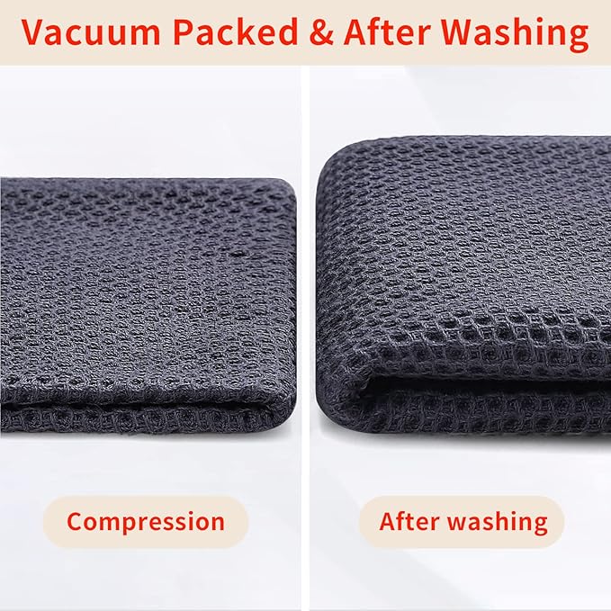 Homaxy 100% Cotton Waffle Weave Kitchen Dish Cloths, Ultra Soft Absorbent Quick Drying Dish Towels, 12 x 12 Inches, 8-Pack, Dark Grey