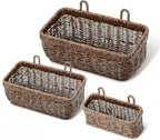 AceList Wall Hanging Basket, Boho Style Hand-Woven Hanging Storage Baskets - Set of 3, Ideal for Boho Room Decor, Kitchen, Garden, and Living Room(Brown)