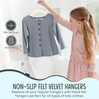 TechZoo 50 Premium Kids Velvet Hangers - 14" Non-Slip Clothes Hangers for Kids & Preteens - Ultra Slim, Space-Saving, Strong & Durable Hangers with 360° Swivel Hook - Ivory