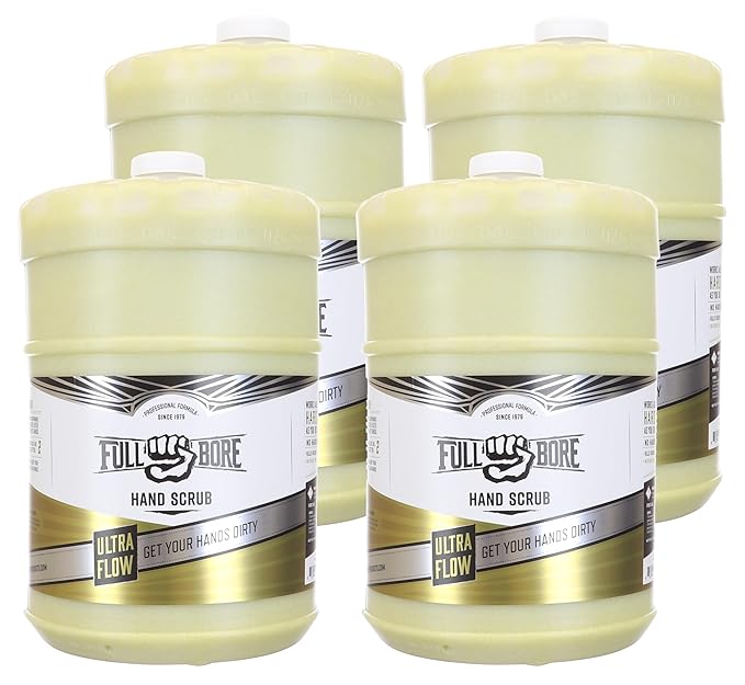 Full Bore Ultra Flow Hand Scrub, 1 Gallon (Case of 4), Flat Top - Removes Oil, Grease, Dirt, Filth without Harsh Chemicals