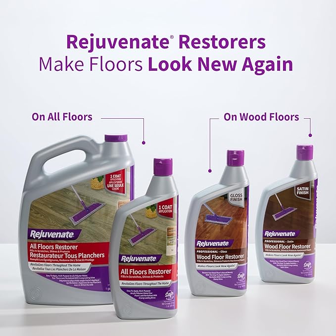 Rejuvenate Professional Wood Floor Restorer and Polish with Durable Finish Non-Toxic Easy Mop On Application High Gloss Finish 32oz