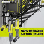 KAFAHOM Power Tool Organizer with Charging Station. 8 Drill Holder 3 Layers Tool Storage Shelf Wall Mount Built in 8 Outlet Power Strip.Tool Battery Holder with Screwdriver/Hammer